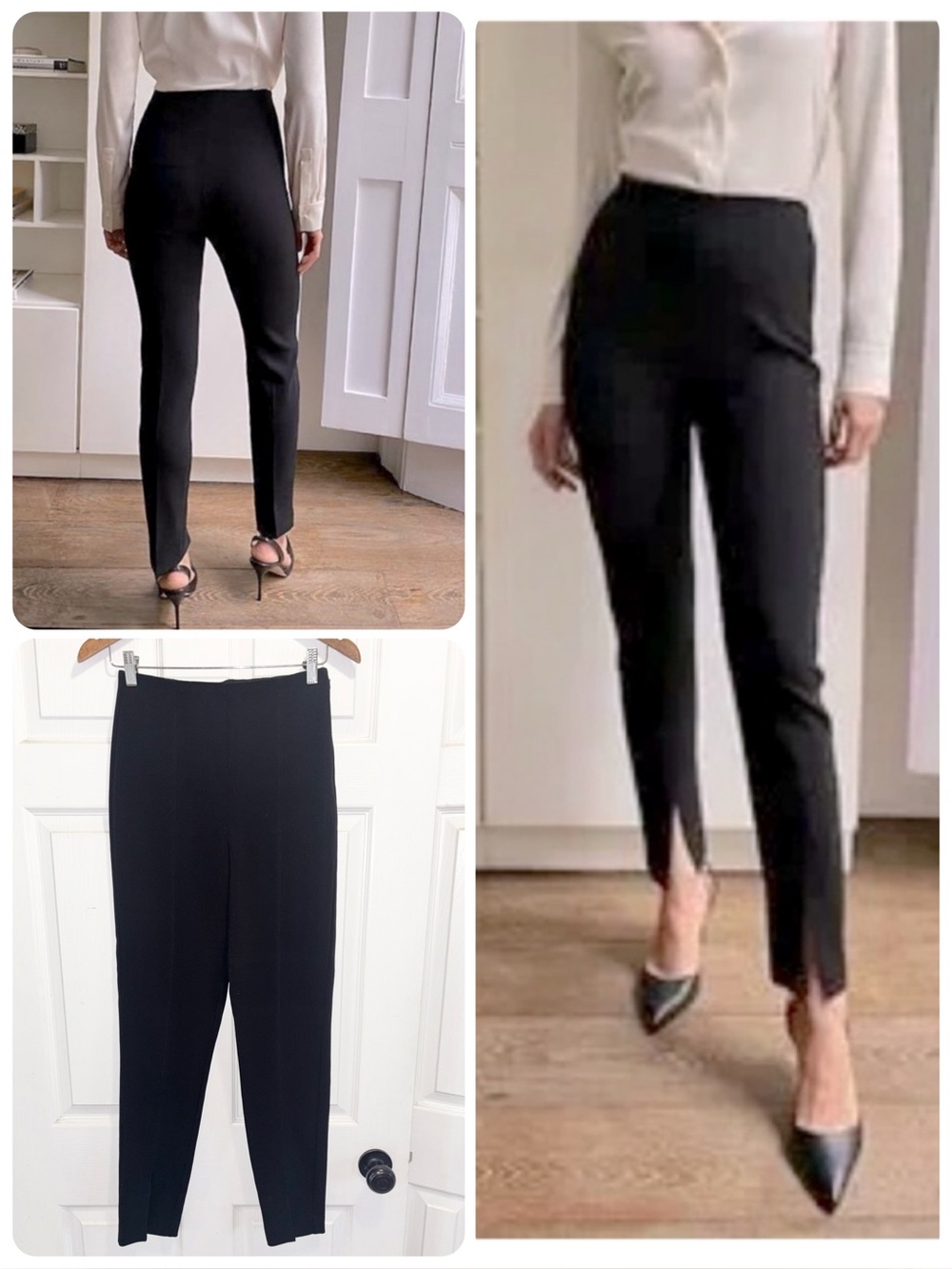 Aritzia Babaton Jotham Pants Slim Trousers in Black Split Hem Size 6